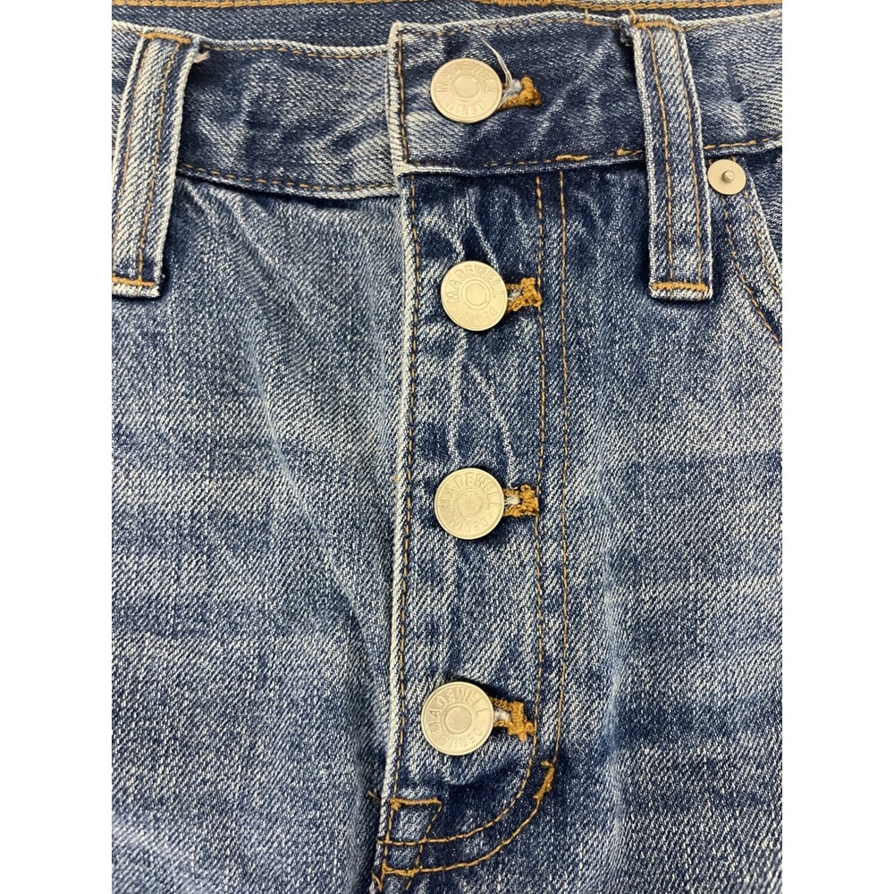 Madewell Button Skirt Size M Blue Rigid Denim A-Line Mini Cut Off Frayed Cotton - Picture 5 of 15